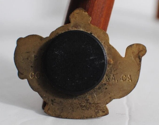 Vintage Gold Tone Enamel Pink & Green Fridge Magnet Tea Kettle Pot