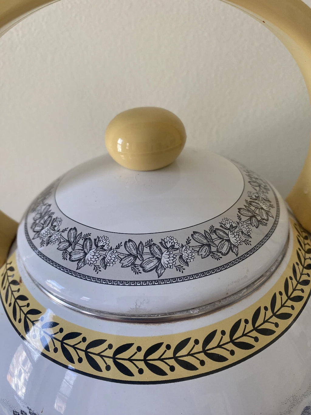 Rare Vintage Villeroy & Boch Audun Ferme Enamel Tea Kettle Teapot AS IS