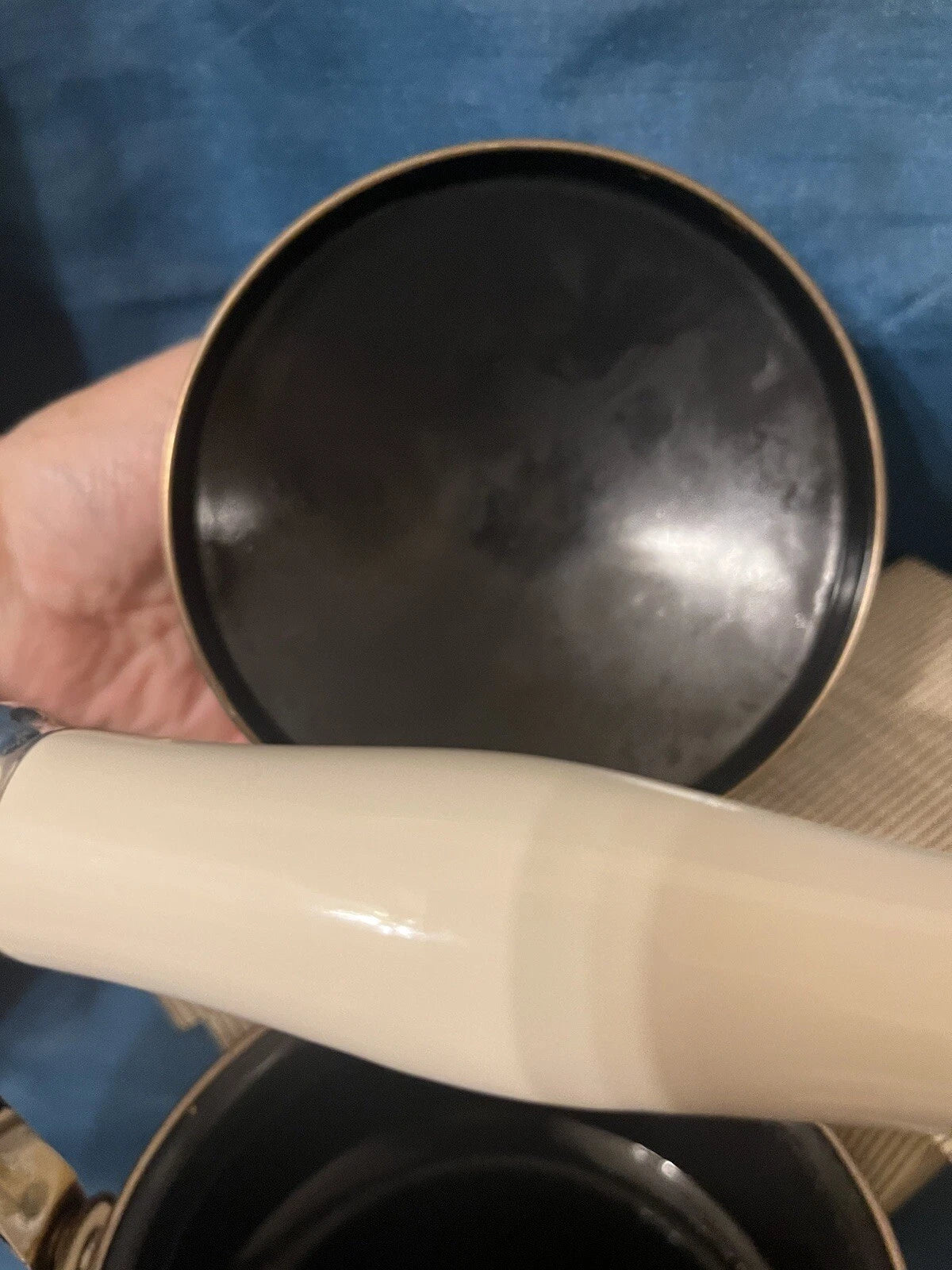 RARE Enamel Floral Tea Kettle - White W Orange & Teal Flowers - Pretty For Fall