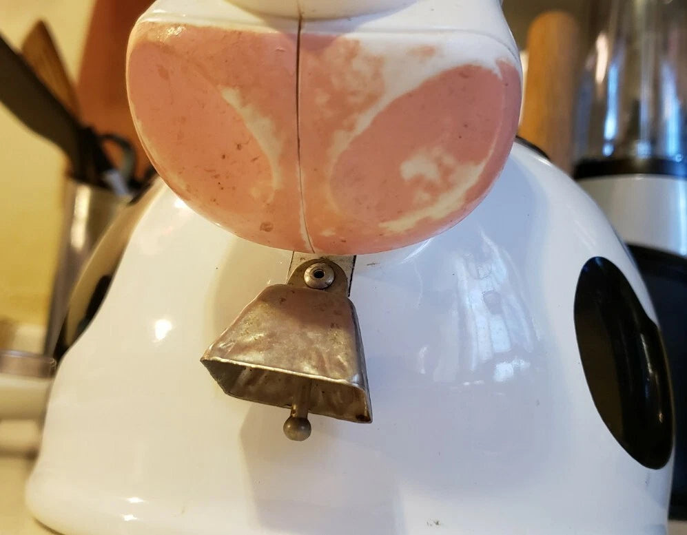 ¹¹ Vintage Rare M Kamenstein Cow Tea Kettle Enamel Whistling Teapot 1992