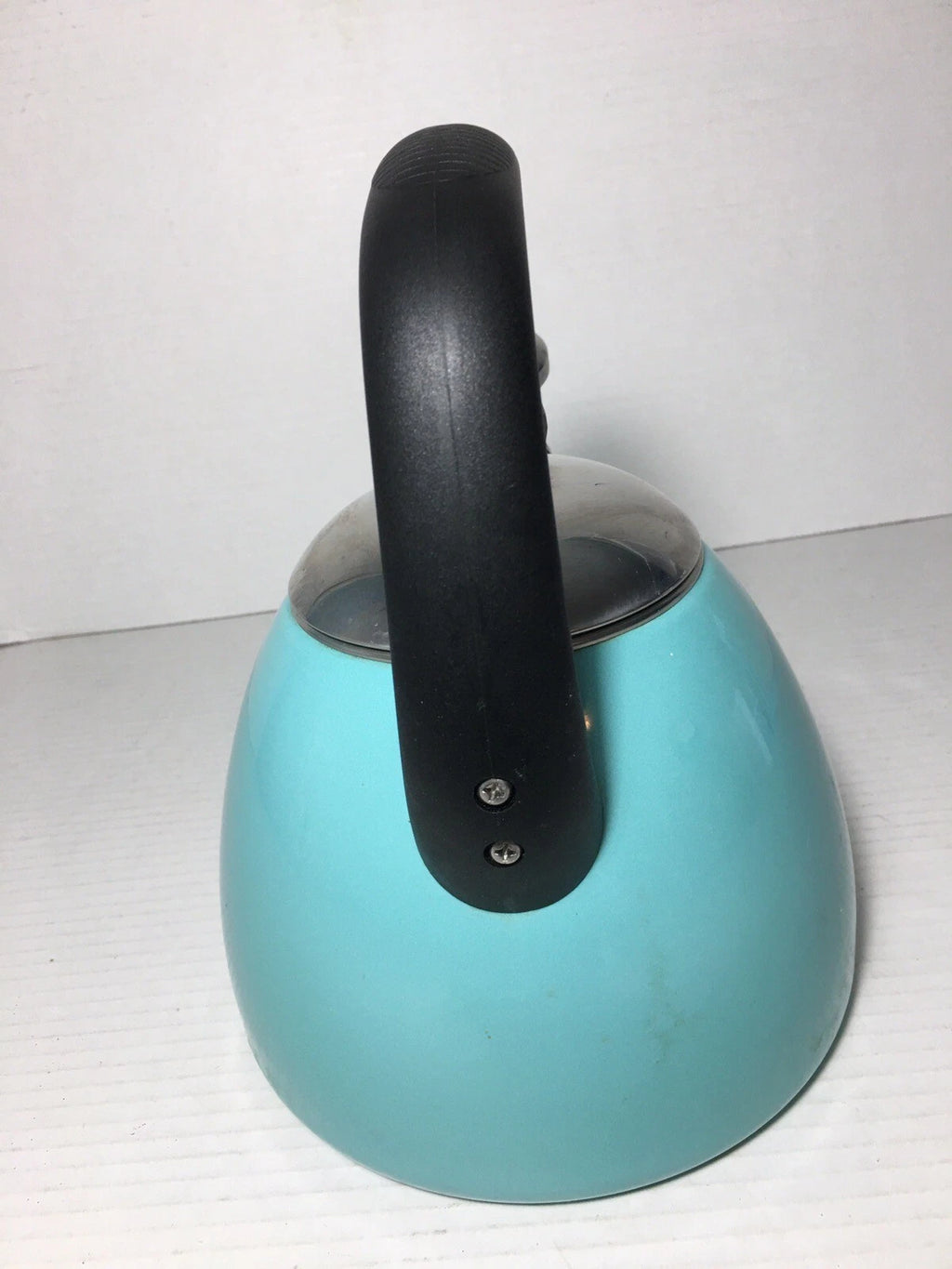Turquoise Blue Farberware Whistling Enamel Tea Kettle 10 Cup Aqua Blue