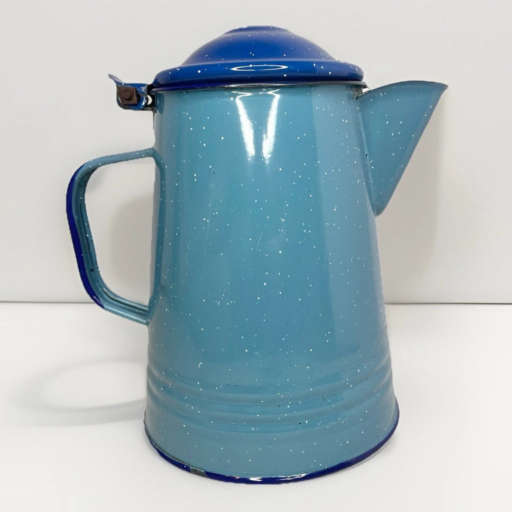 Vintage Enamel Ware Coffee Pot -2 Tone Blue Speckled