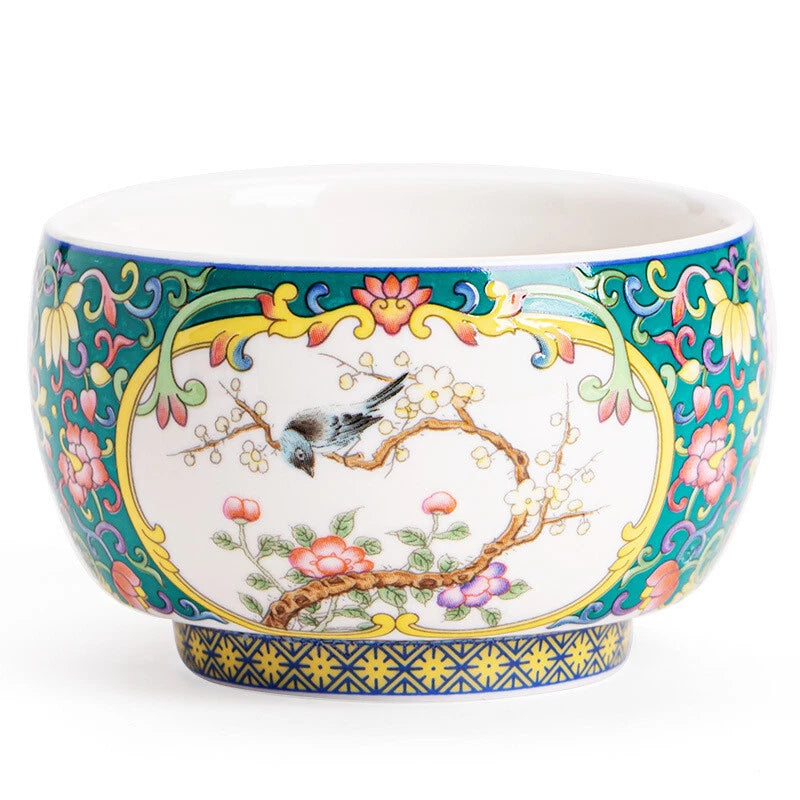 Dehua mutton Fat Jade Porcelain Teacup Enamel Ceramic Tea Set
