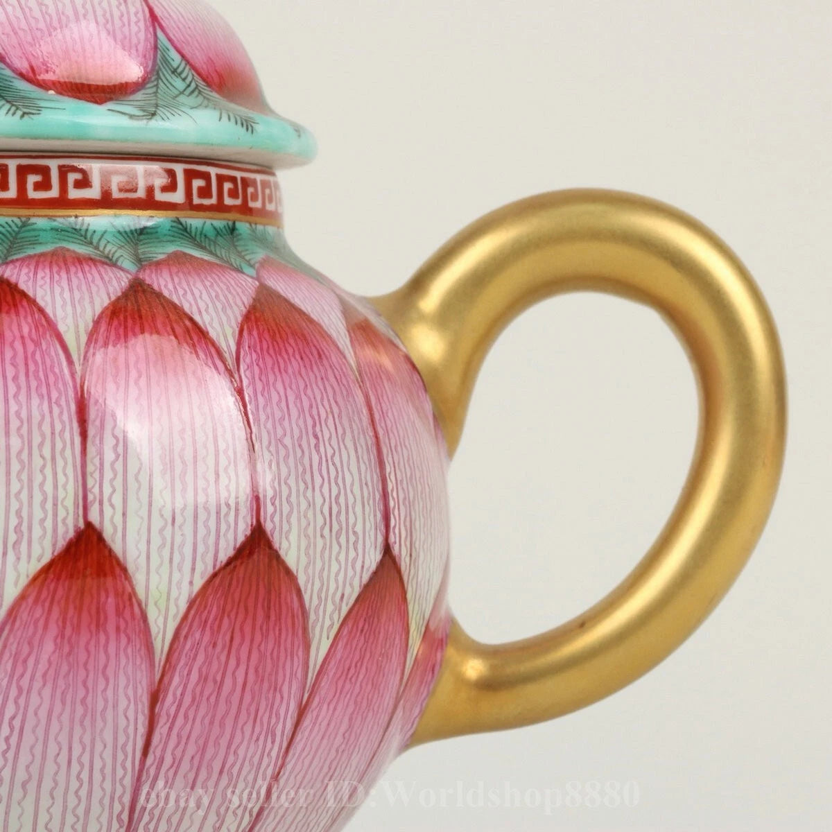 6" Yongzheng Marked Enamel Porcelain Gilt Lotus Flower Pattern Wine Tea Pot
