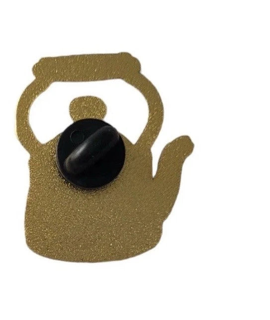 Mackenzie Childs Inspired Sterling  Check  Tea Kettle Teapot Enamel Lapel Pin