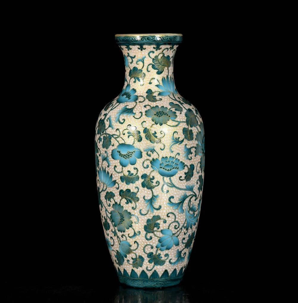 Qianlong Signed Old Chinese Colour Enamel Vase W/flower N3726