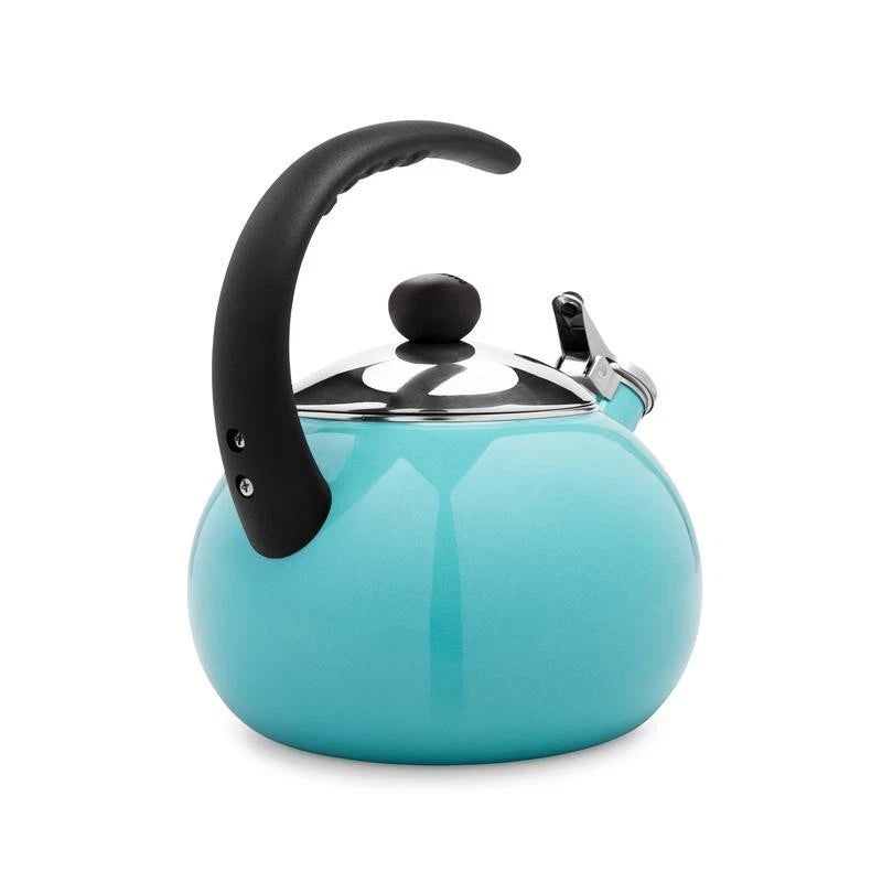 Induction Safe Enamel Tea Kettle Whistling Ergonomic Handle Kitchen Cookware New