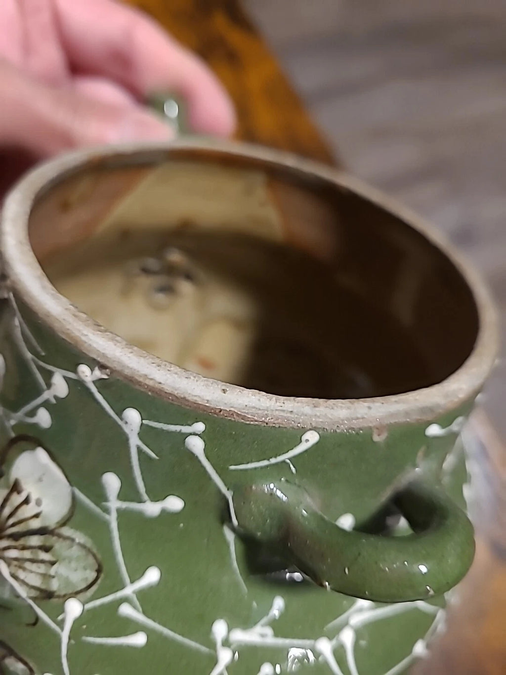 Vintage Japanese Teapot, Raised Pottery Enamel Detail,Does Have Chips