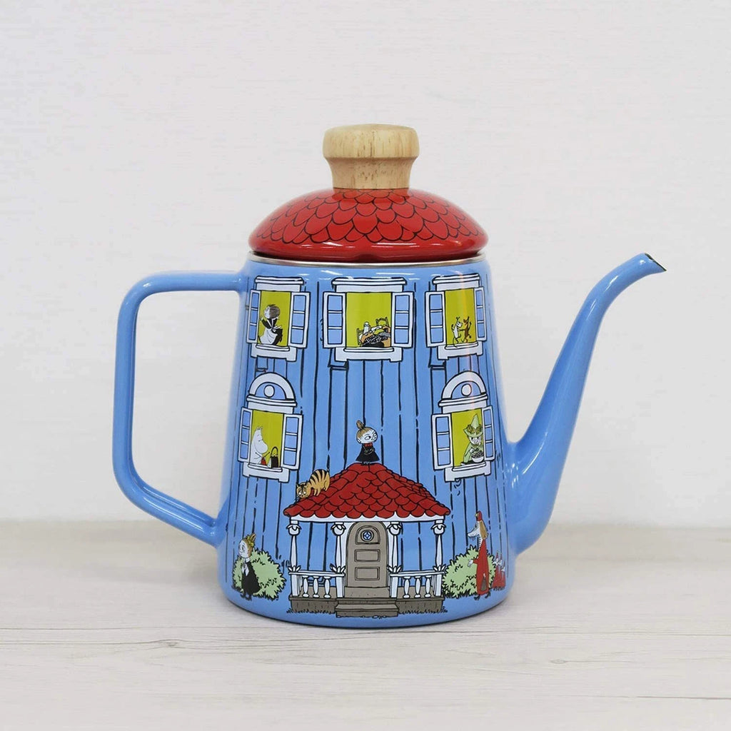 Cute Moomin House 1L Coffee Pot Tea Pot Enamel Blue Japan
