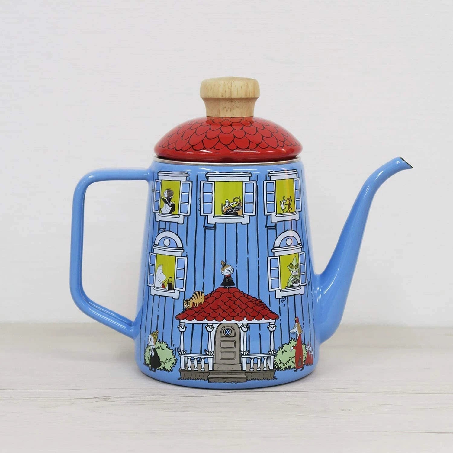 Cute Moomin House 1L Coffee Pot Tea Pot Enamel Blue Japan
