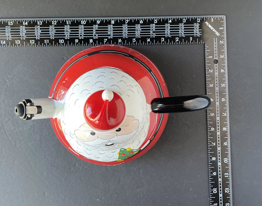 Roshco Enamel 3 Quart Santa Clause Whistling Teapot Kettle w/ Box