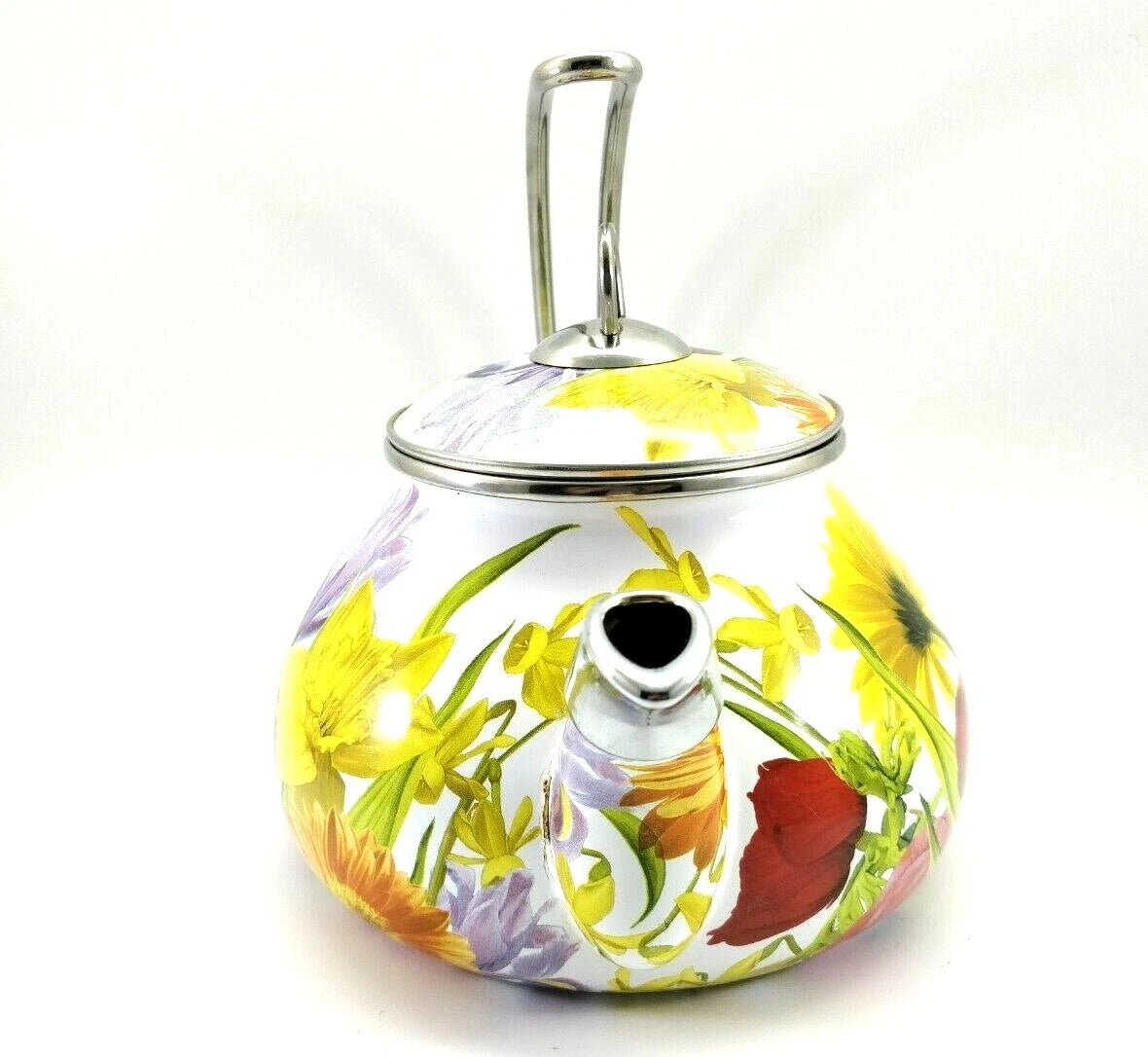 Pioneer Woman Enameled Steel Flower Garden Tea Pot Kettle Floral Retired READ!