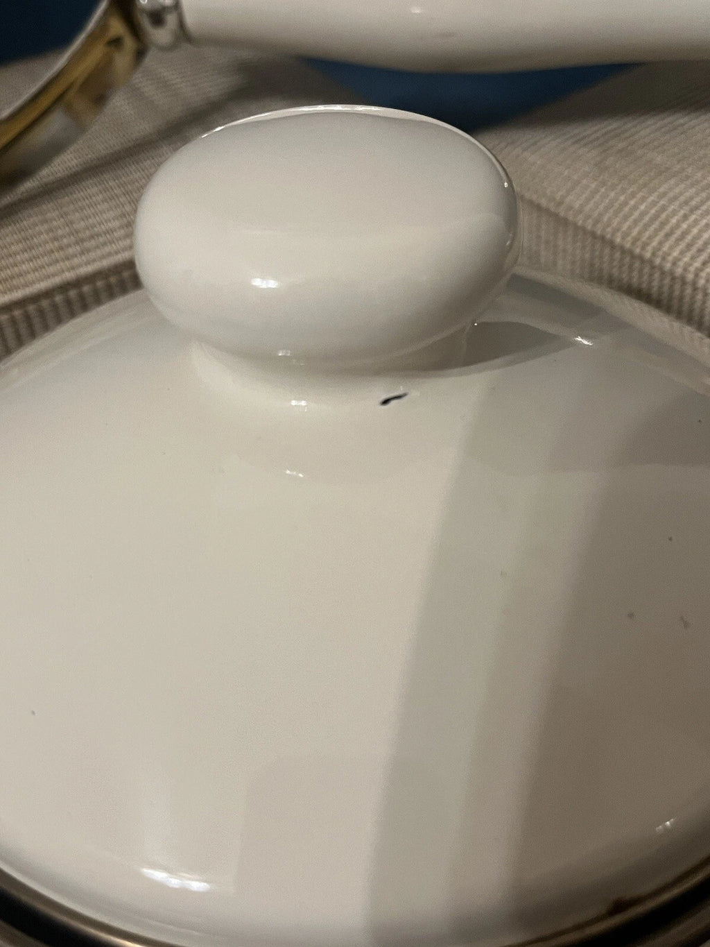 RARE Enamel Floral Tea Kettle - White W Orange & Teal Flowers - Pretty For Fall