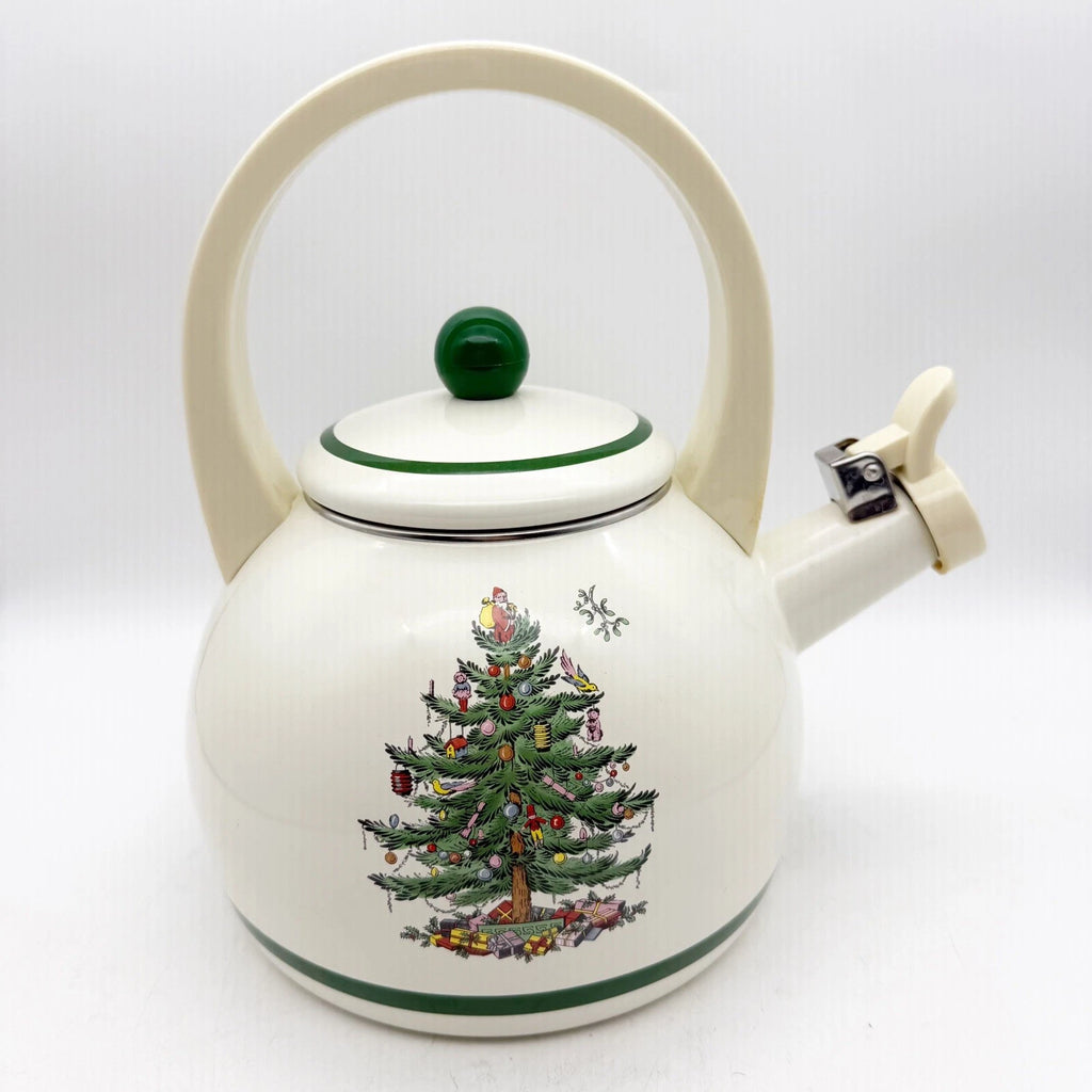 Spode Christmas Tree Whistling Tea Kettle 2.2 quart - Porcelain Enamel on Steel