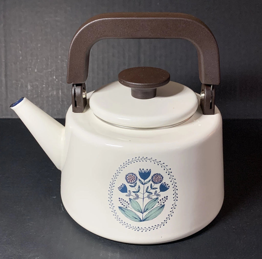 Tea Kettle Enamel Metal Prints and Textiles Flowers Jen Hewett World Market