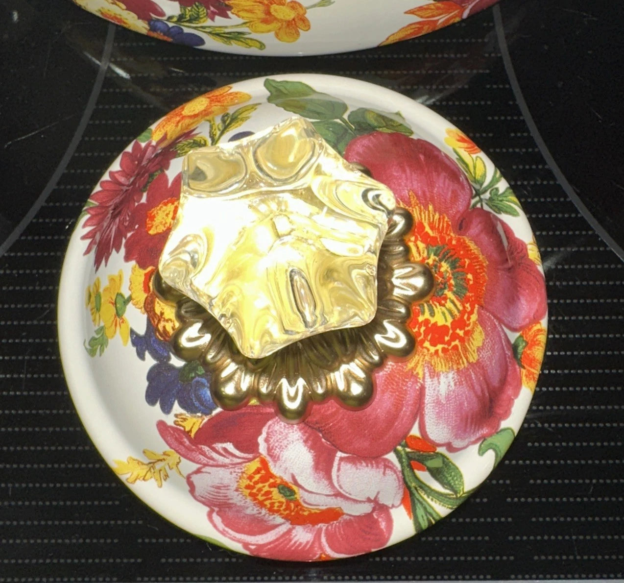 Mackenzie - Childs “White Flower Market” 3qt Enamel Tea Kettle NEW Open Box