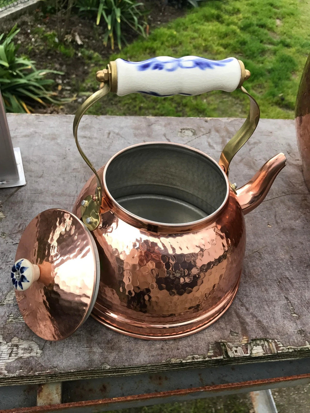 1 L Copper Tea pot kettle with porcelain handle 0.25 G