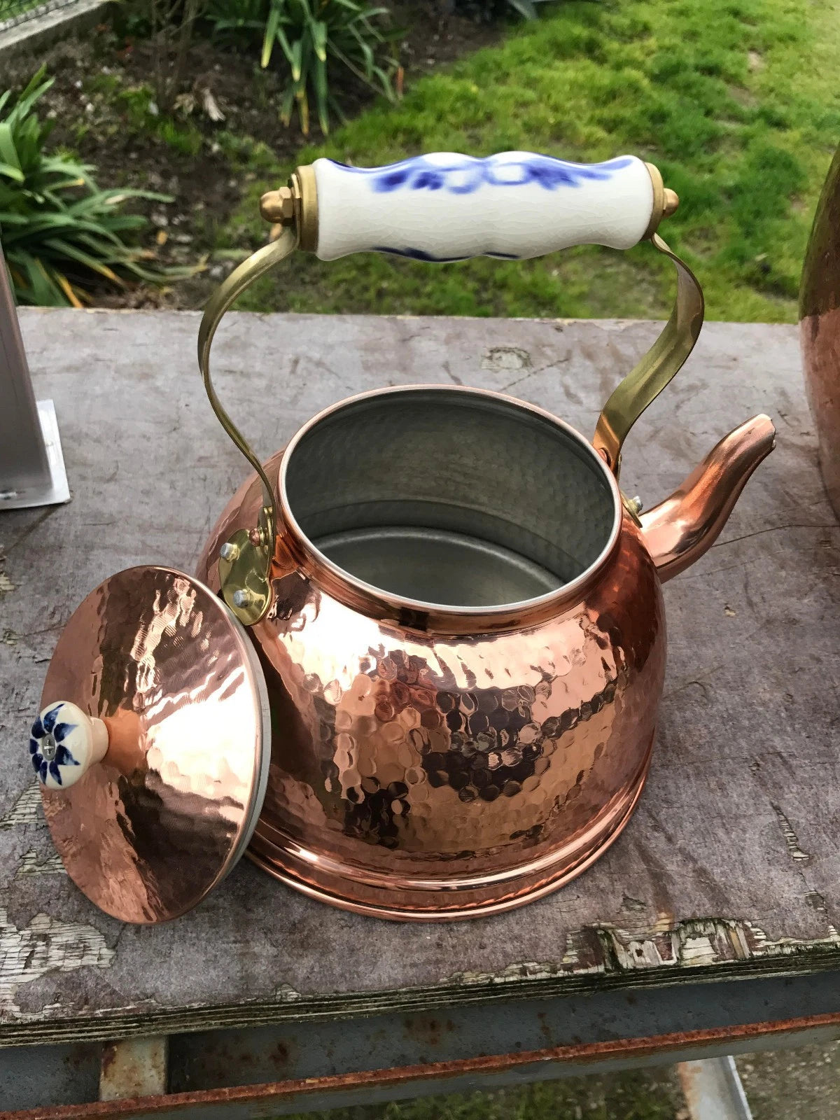 1 L Copper Tea pot kettle with porcelain handle 0.25 G