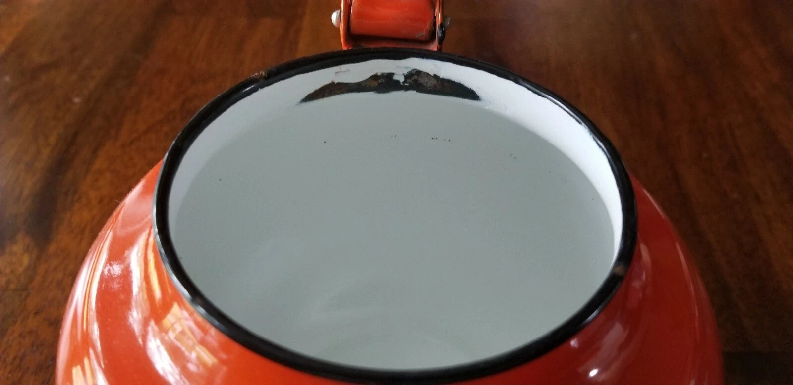 Vintage Orange with Black Rim Enamel teapot Kettles