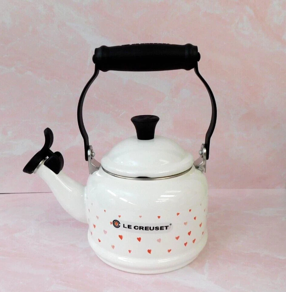 Le Creuset L'Amour Collection 1.25 Quart Demi Kettle with Heart Applique - NEW