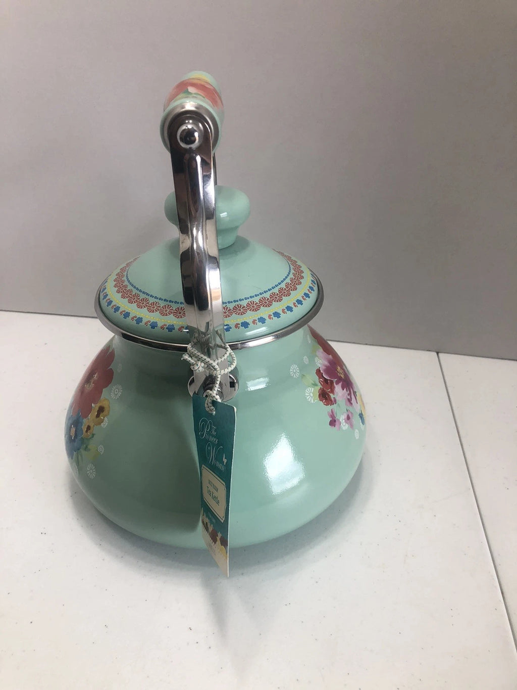 Pioneer Woman ~ Breezy Blossom ~ 1.9-Quart Tea Kettle ~ Enamel on Steel ~ Floral