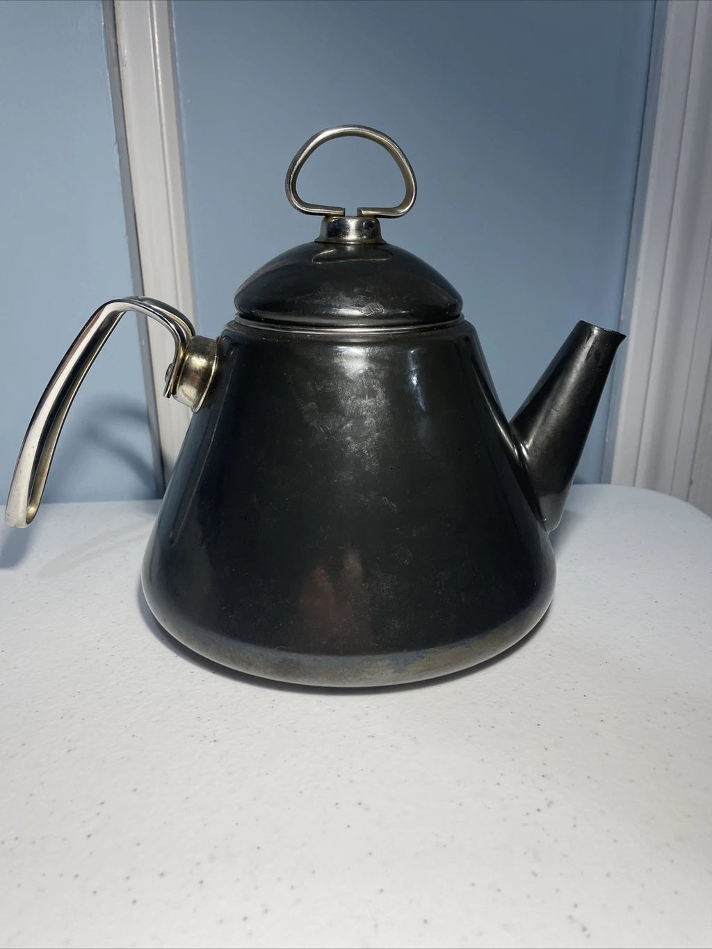 CHANTAL Vintage 1980s Retro TEA KETTLE 1.7 Quart Dark Green  Enamel-On-Steel