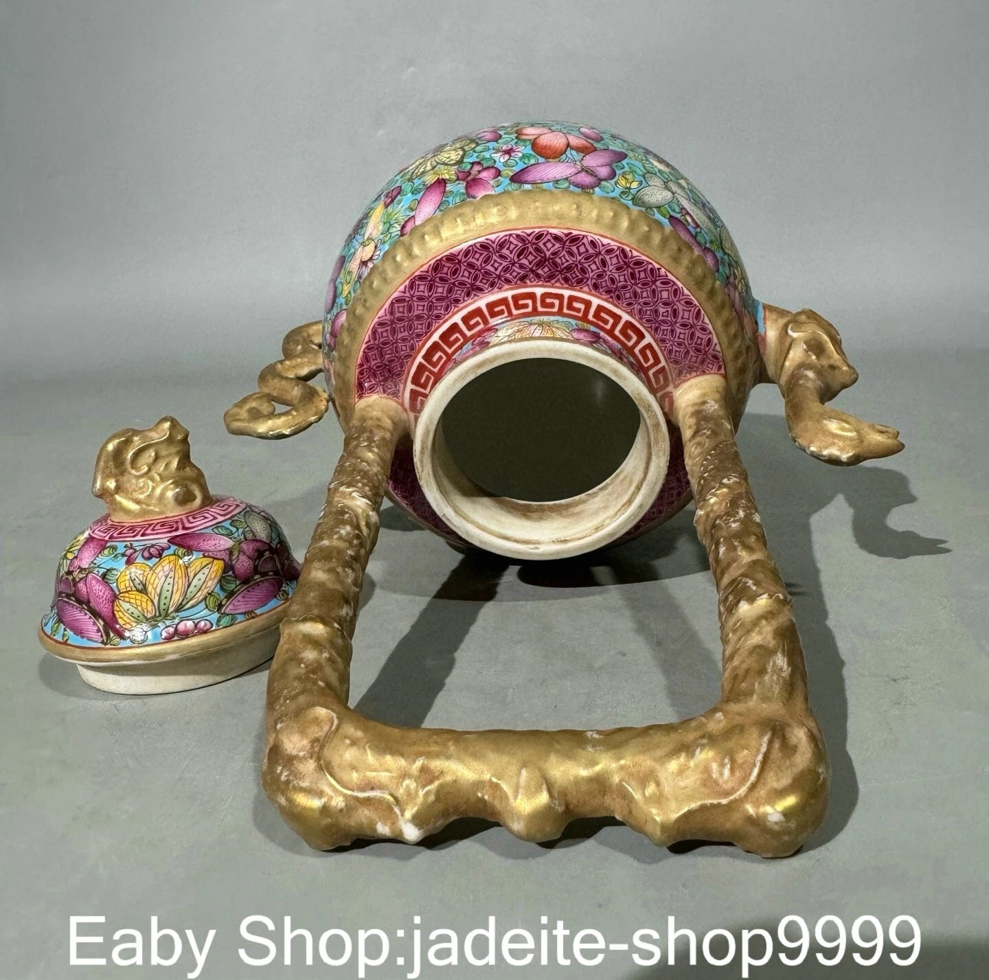 8.6" Yongzheng Dynasty Enamel Colour Porcelain Gilt Flower Phoenix Kettle Pot