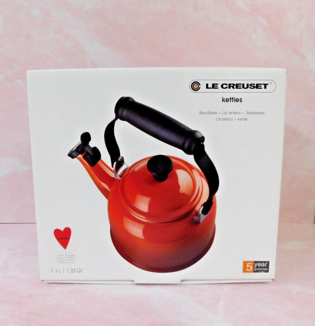 Le Creuset L'Amour Collection 1.25 Quart Demi Kettle with Heart Applique - NEW