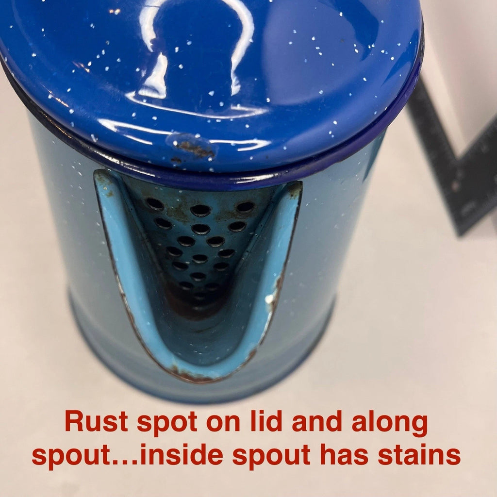 Vintage Enamel Ware Coffee Pot -2 Tone Blue Speckled