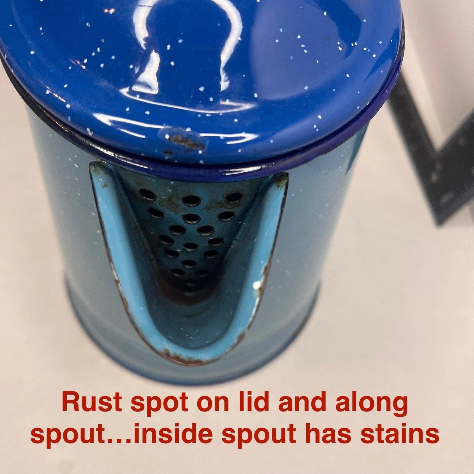 Vintage Enamel Ware Coffee Pot -2 Tone Blue Speckled