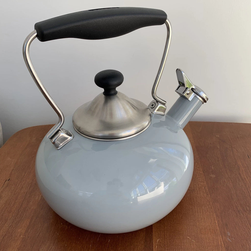 Chantal Gray Tea Kettle Enamel Stainless Steel 2 Qt Whistling Stove Top