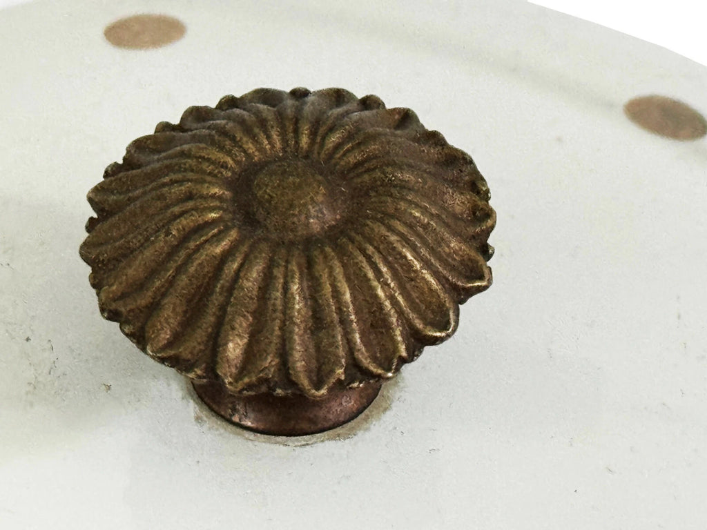 GEORGES BRIARD Tea Kettle Enamelware Fruit Vegetables Gold Accents Mid Century