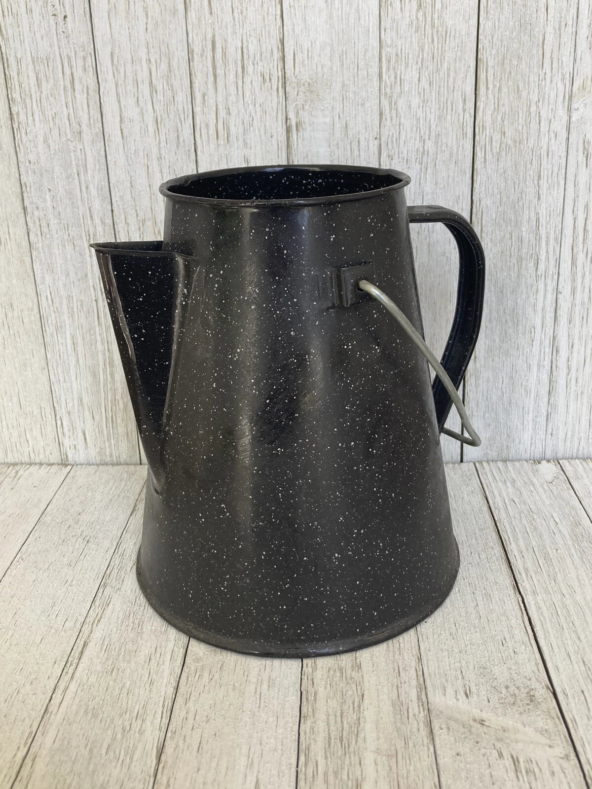 Black Enamelware Enamel Coffee Pot Camping Cowboy Speckled Farmhouse -NO LID