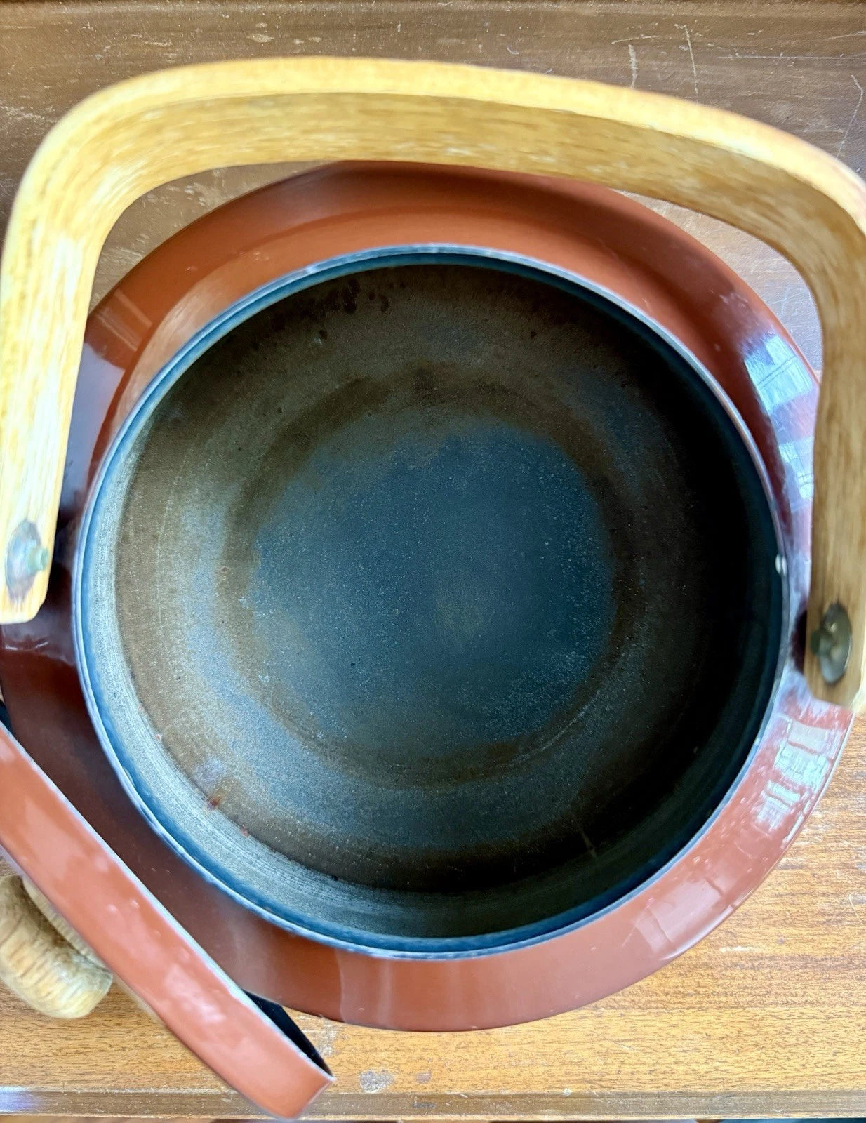 Copco Vintage Chocolate Brown Michael LAX Design #117 Enamel Tea Kettle