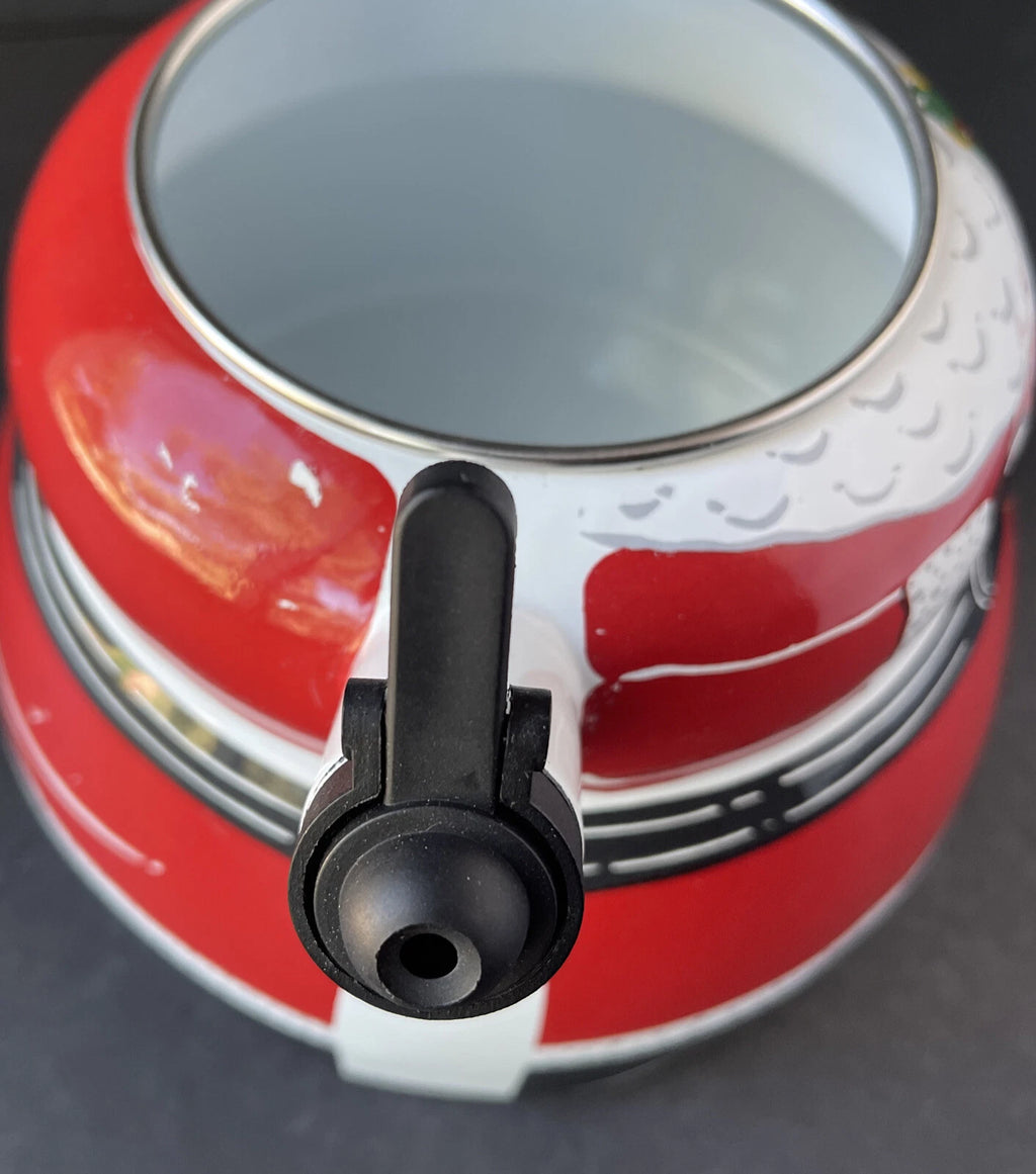 Roshco Enamel 3 Quart Santa Clause Whistling Teapot Kettle w/ Box