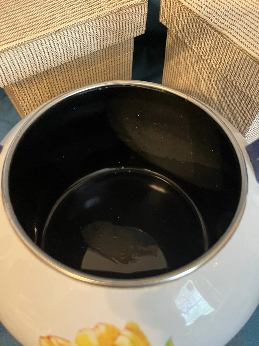 RARE Villeroy & Boch Enamel Whistling Tea Kettle Flower Dream Tulip