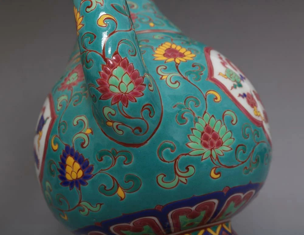 OLD LARGE RARE CHINESE PORCELAIN CLOISONNE TEAPOT XUANDE MARKED 23CM E170