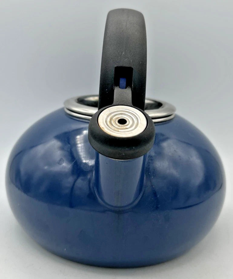 Circulon Whistling Tea Pot Kettle  Blue Enamel 1.5 Quart With Lid