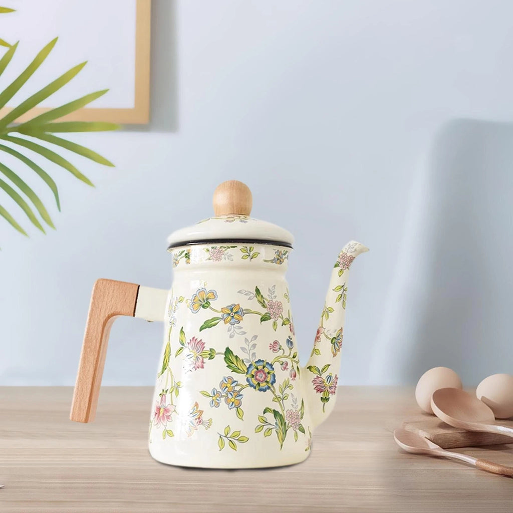 Enamel Coffee Pot Water Kettle Enamel with Handle Kitchen Coffee Kettle Stovetop