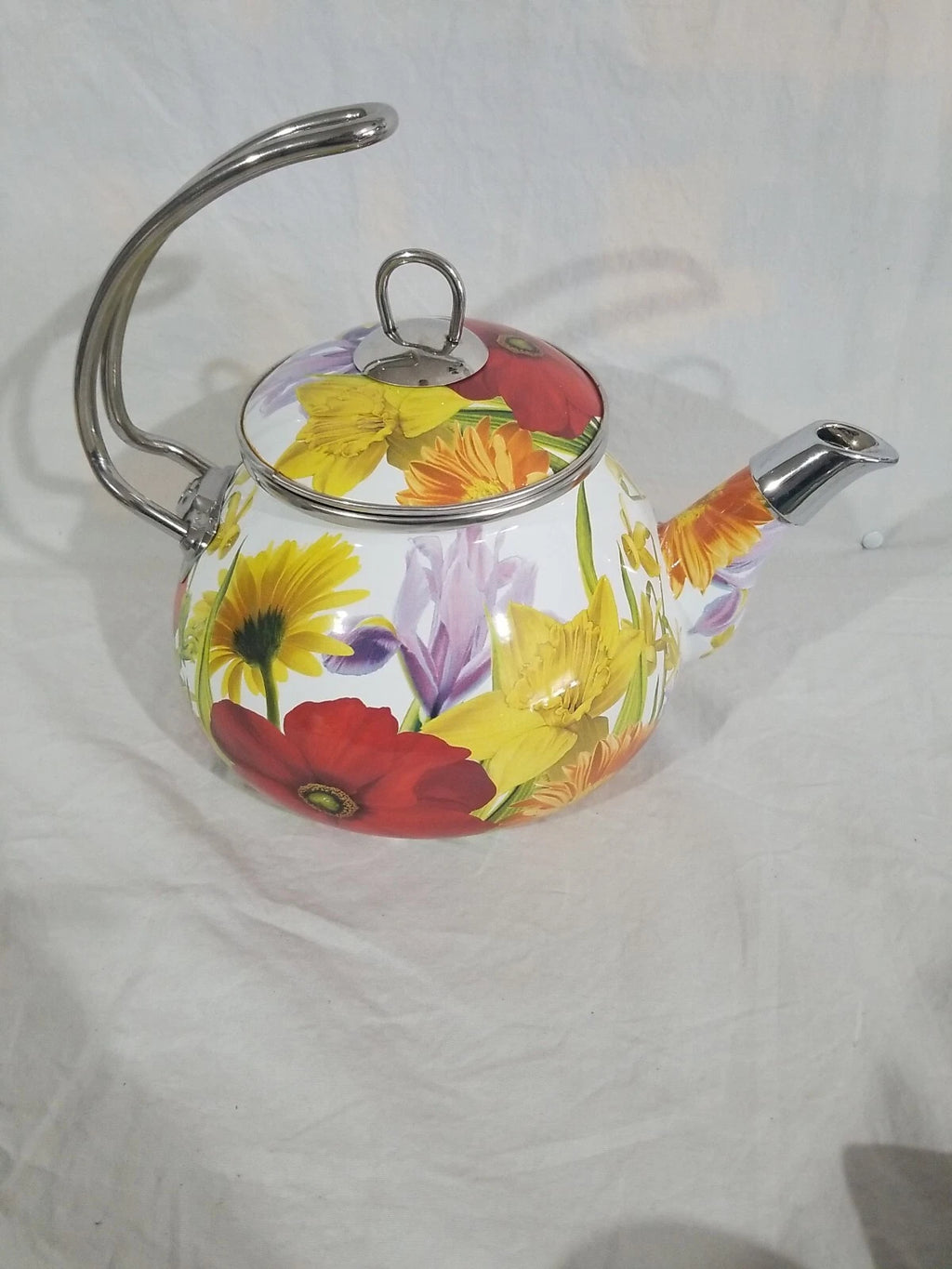 The Pioneer Woman Enamel Tea Kettle Floral Summer Garden Spring Flower Retired