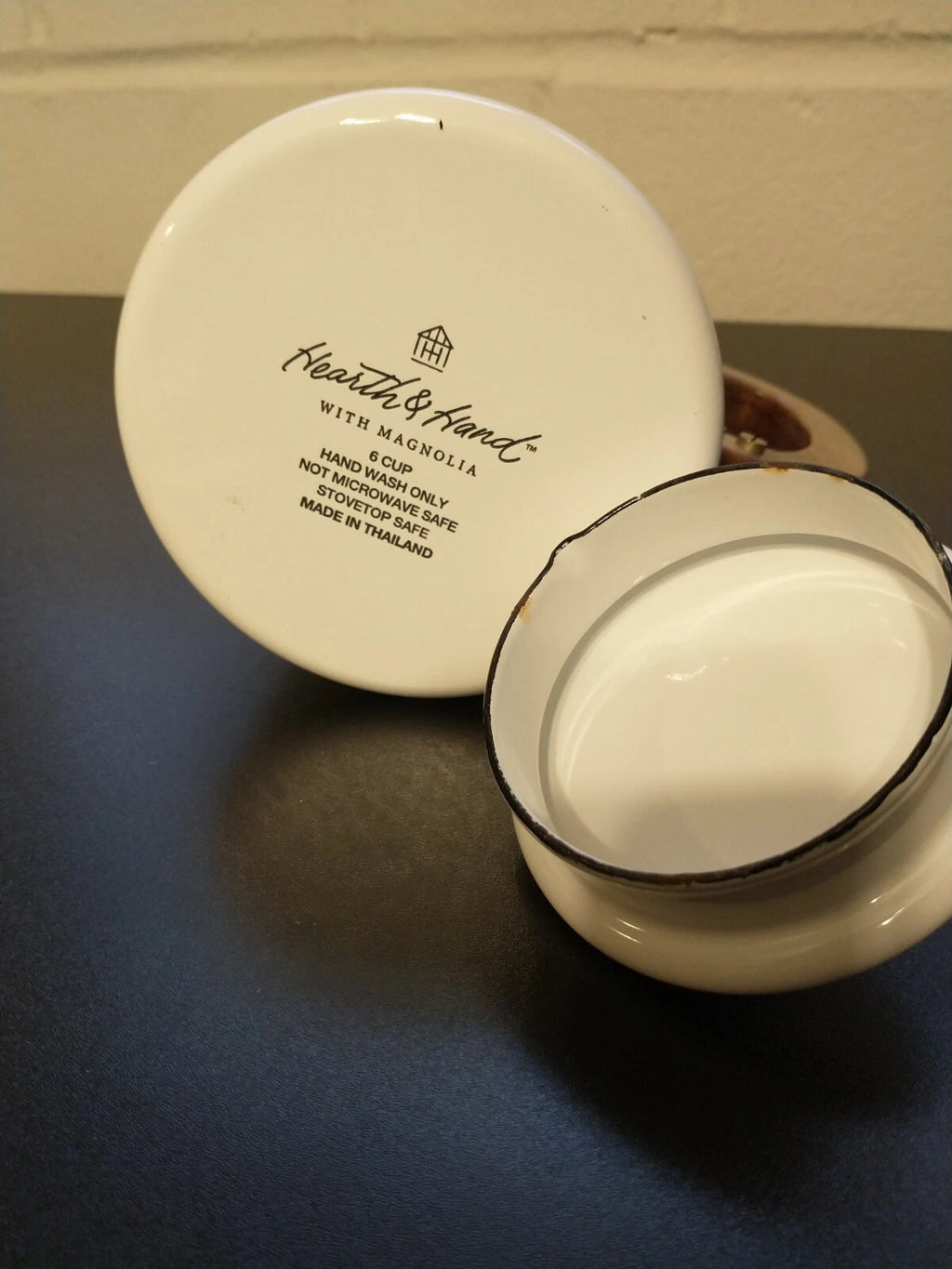 Hearth And Hand Magnolia White Enamel 6 Cup Coffee Teapot