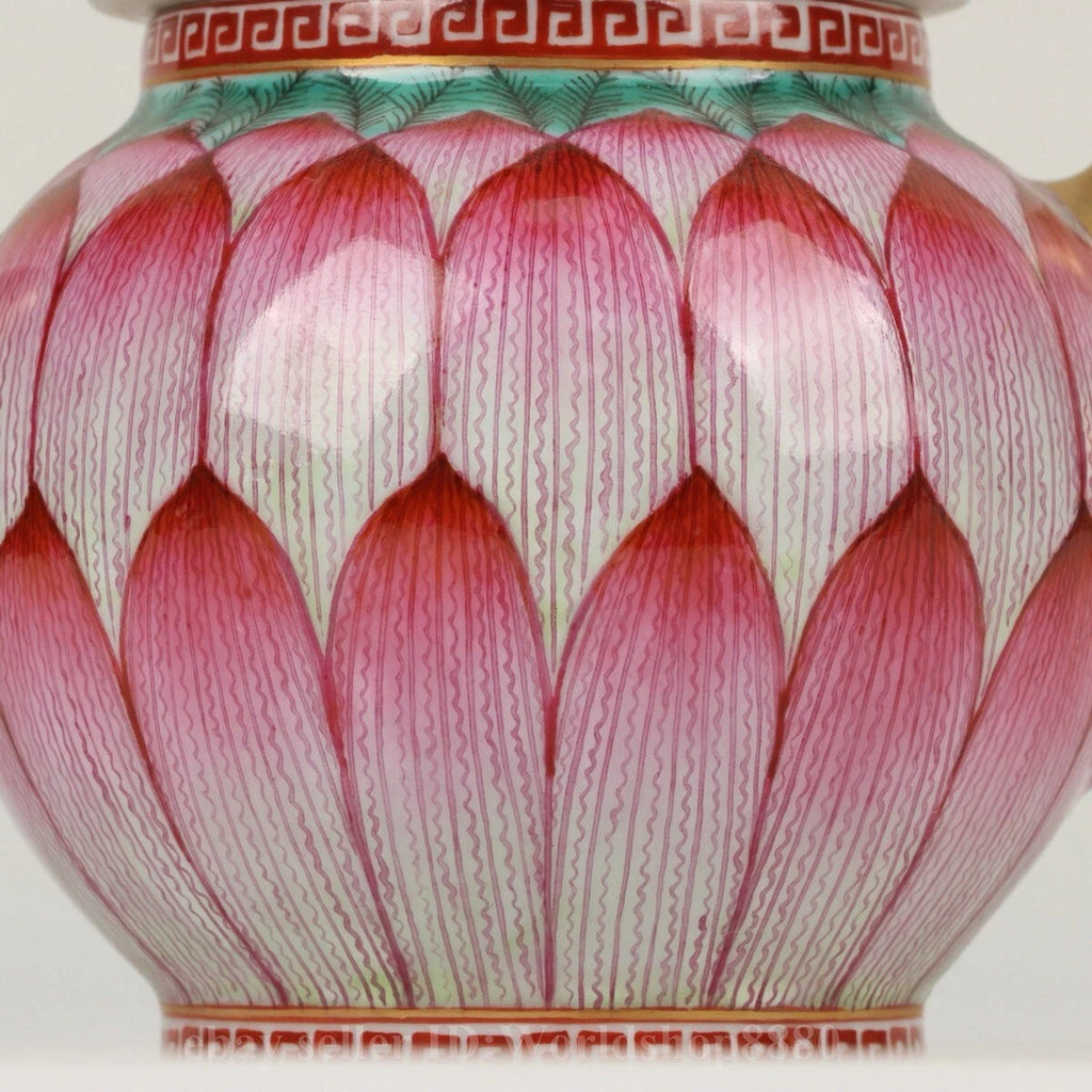 6" Yongzheng Marked Enamel Porcelain Gilt Lotus Flower Pattern Wine Tea Pot