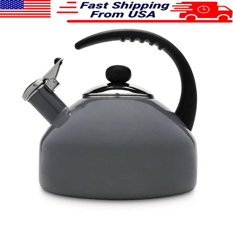 2.8 QT Tea Kettle Stainless Steel Porcelain Enamel Coating Bakelite Handle New