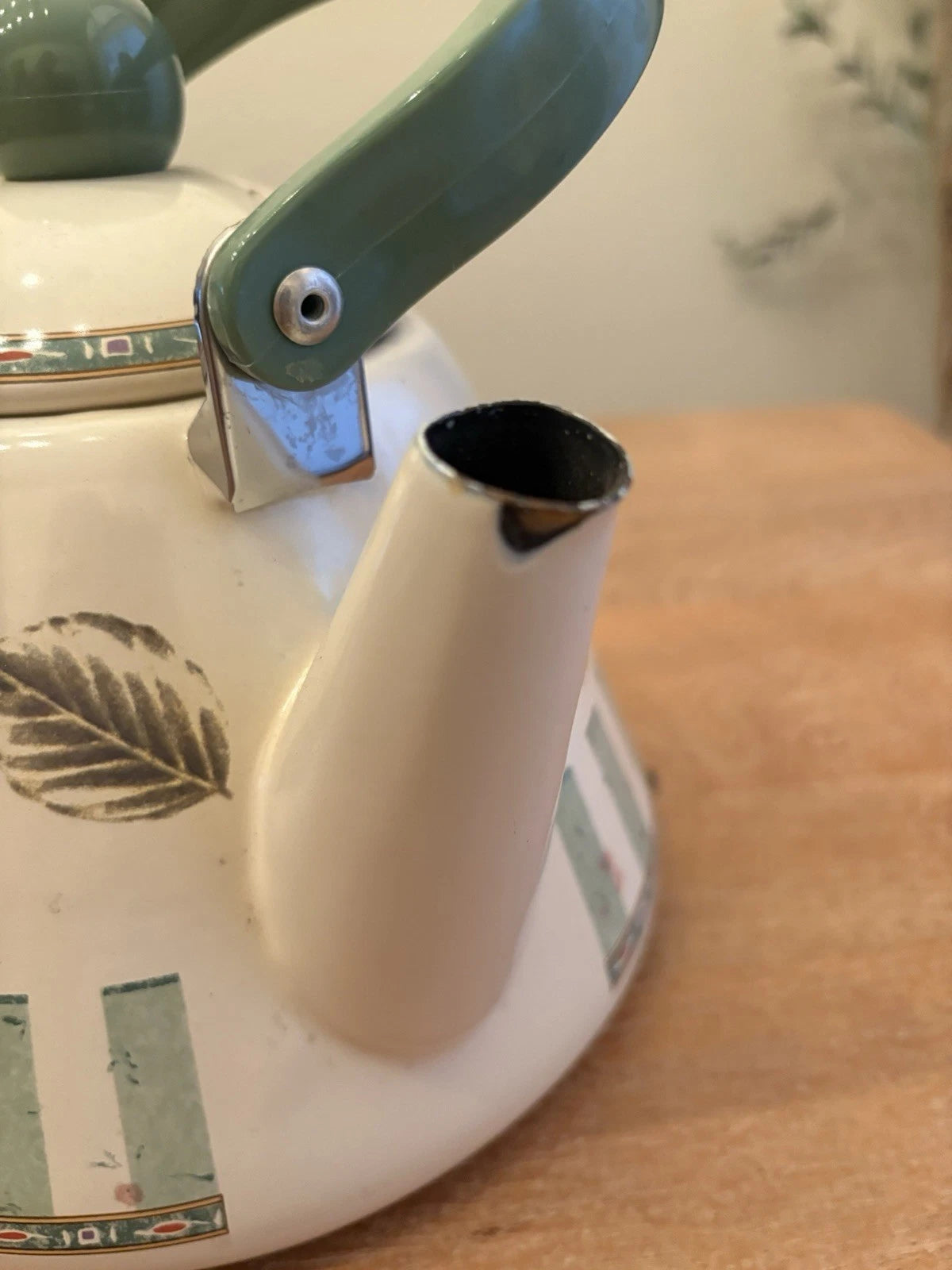 Pfaltzgraff Naturewood Garden Metal Enamelware Teapot Tea Pot Kettle 2.5 QT