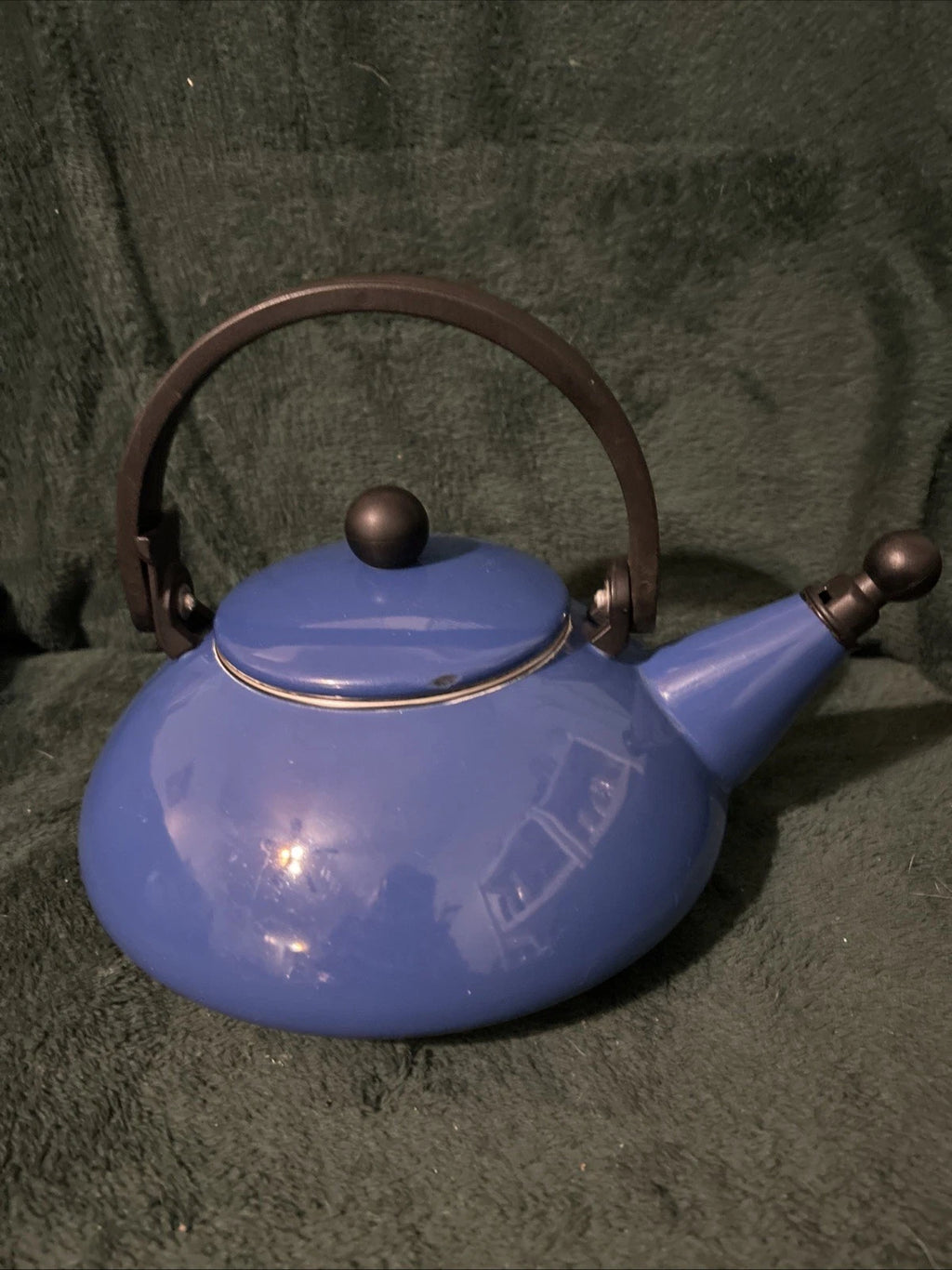 LE CREUSET Zen Tea Kettle Teapot Blue Enamel Retro Style 1.6 US Quarts/1.5 Liter