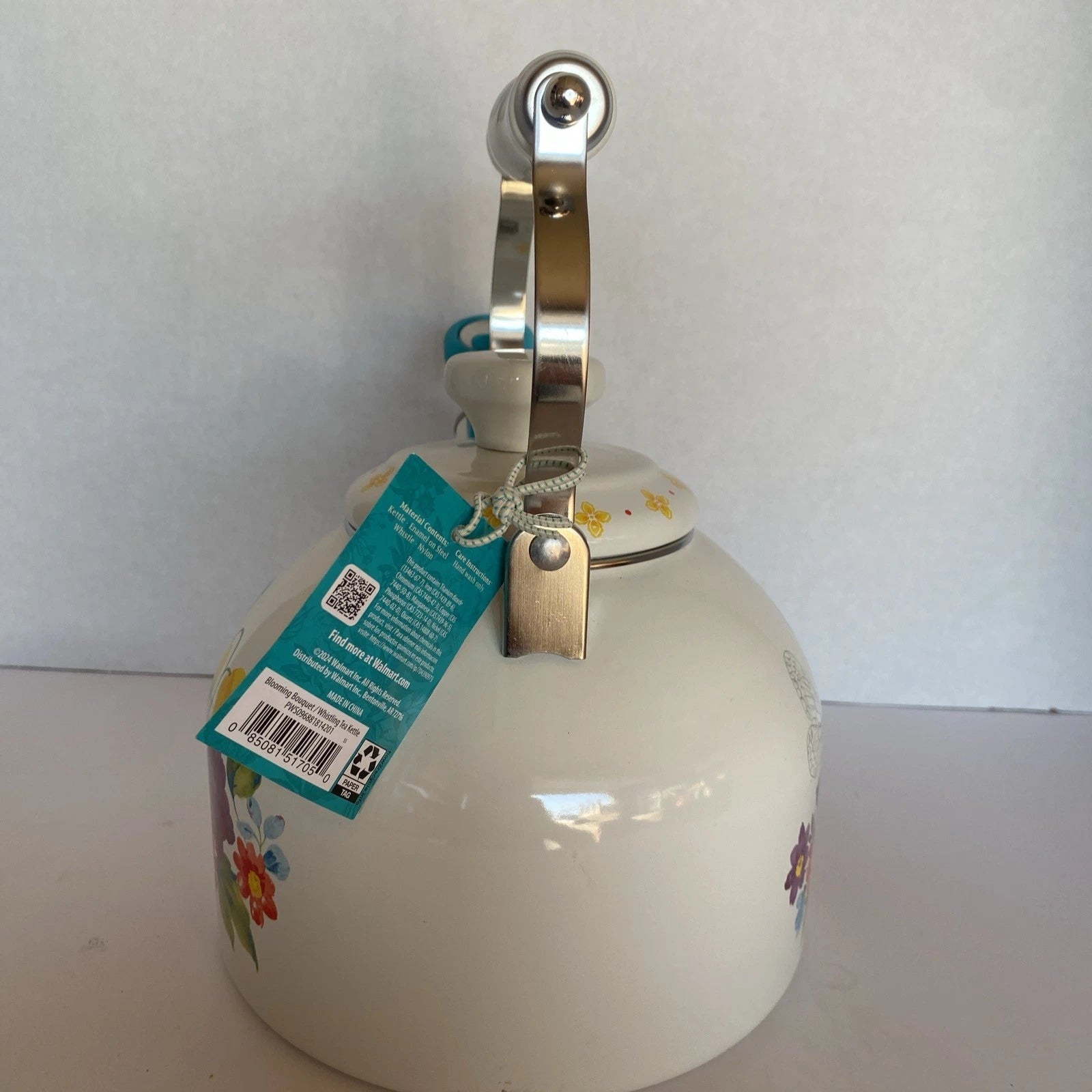 Pioneer Woman ~ Blooming Bouquet ~ 2-Quart Tea Kettle ~ Enamel on Steel ~ Floral