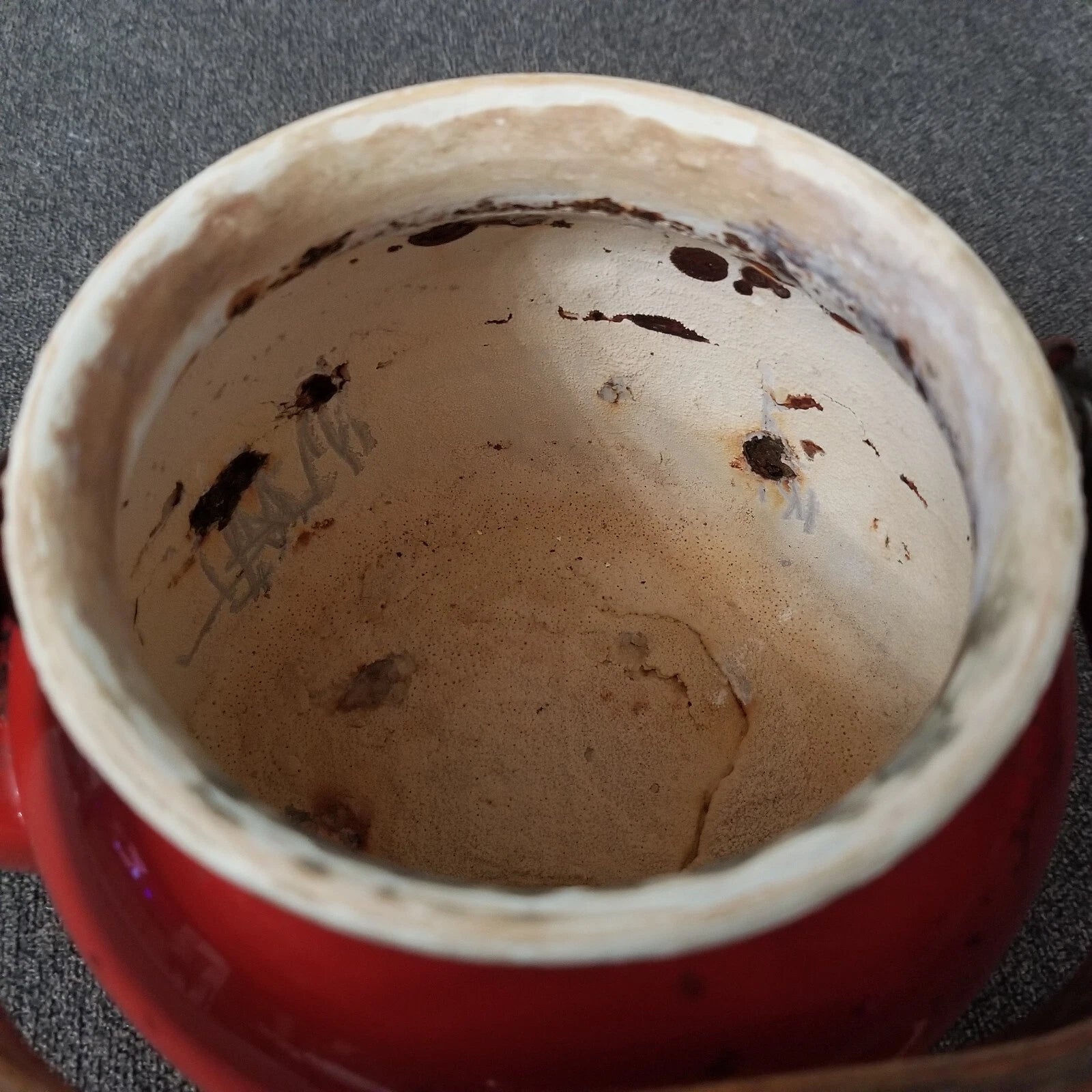 RED Enamelware Graniteware Coffee Tea Pot Vintage Bamboo Knob & Handle 4 DISPLAY