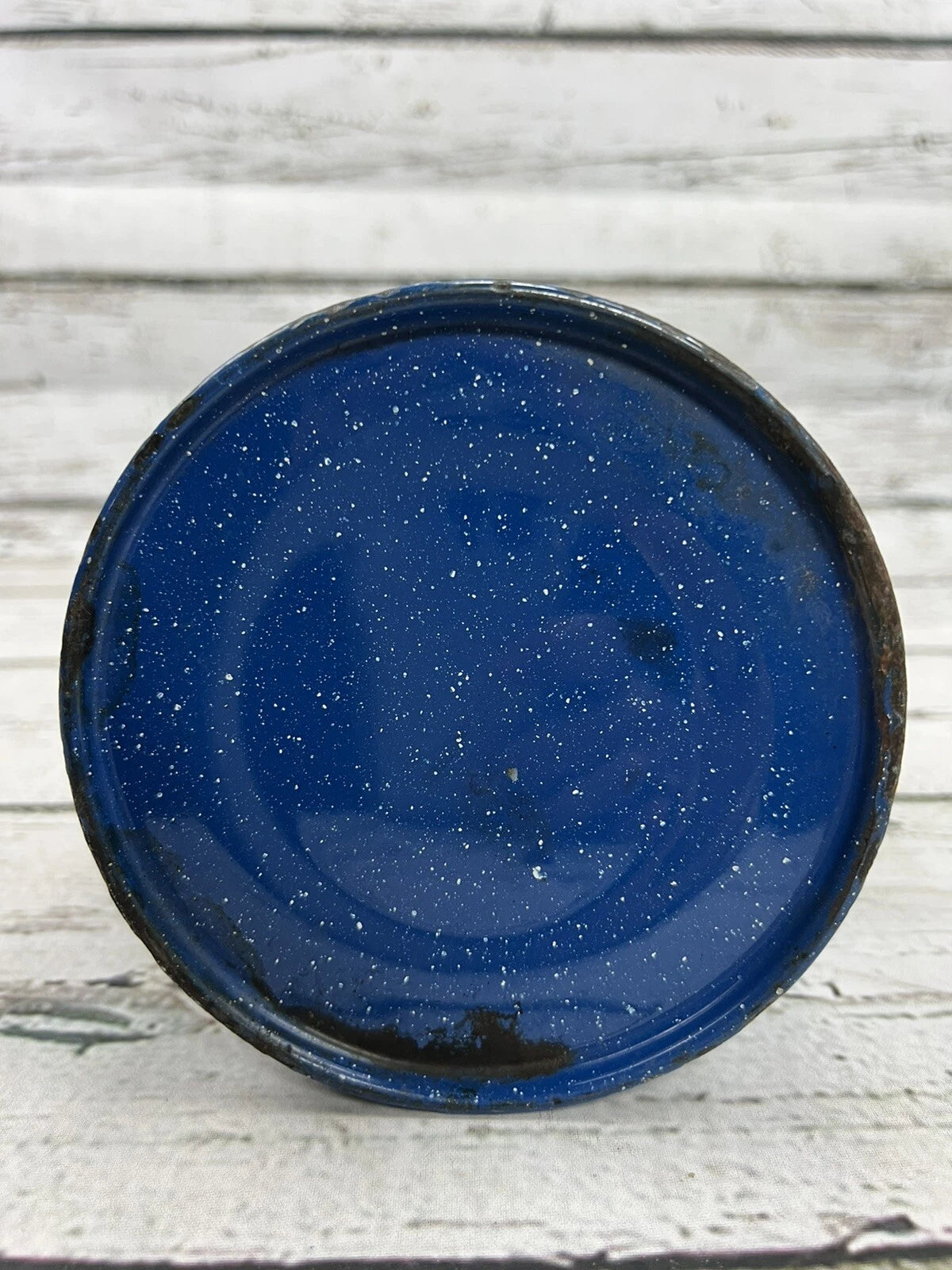 Vintage Blue White Speckled Enameled Graniteware Coffee Tea Pot Perculator W/Lid