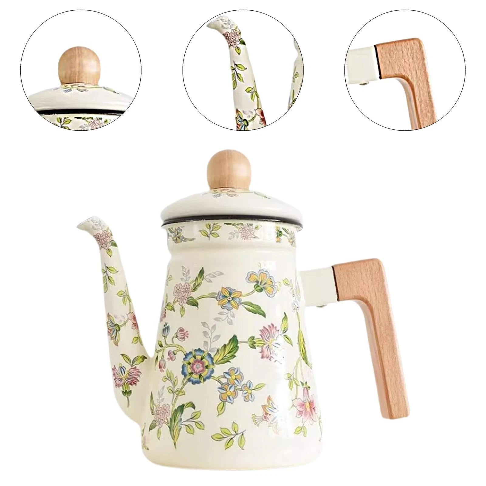 Enamel Coffee Pot Water Kettle Enamel with Handle Kitchen Coffee Kettle Stovetop