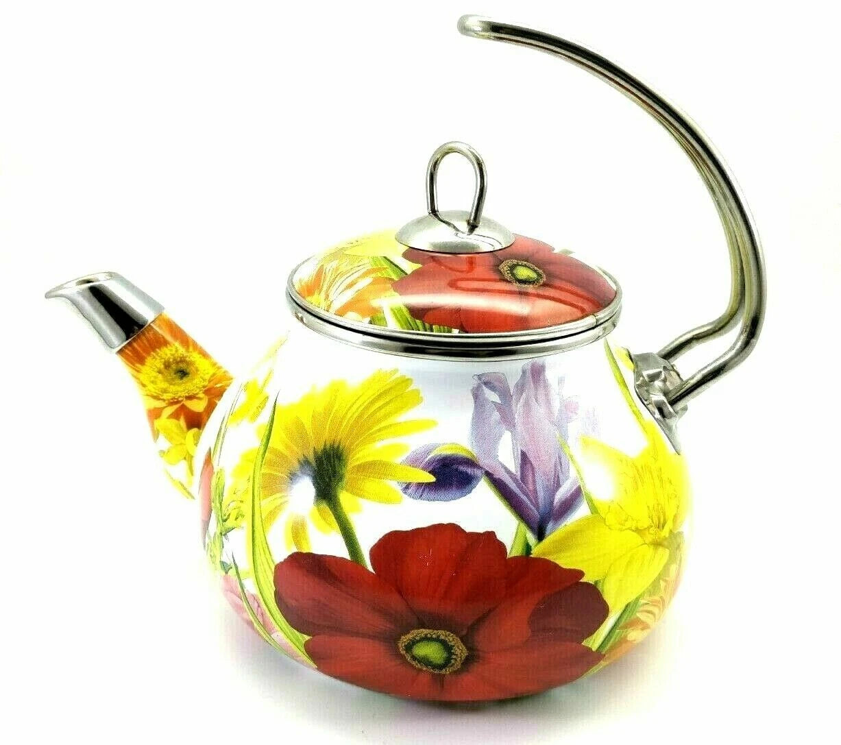 Pioneer Woman Enameled Steel Flower Garden Tea Pot Kettle Floral Retired READ!